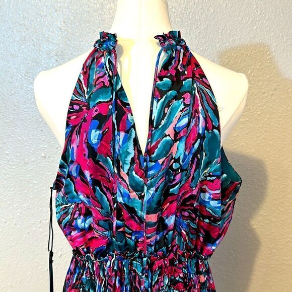 NEW Nicole Miller women’s printed high neck midi dress size L - Picture 7 of 12